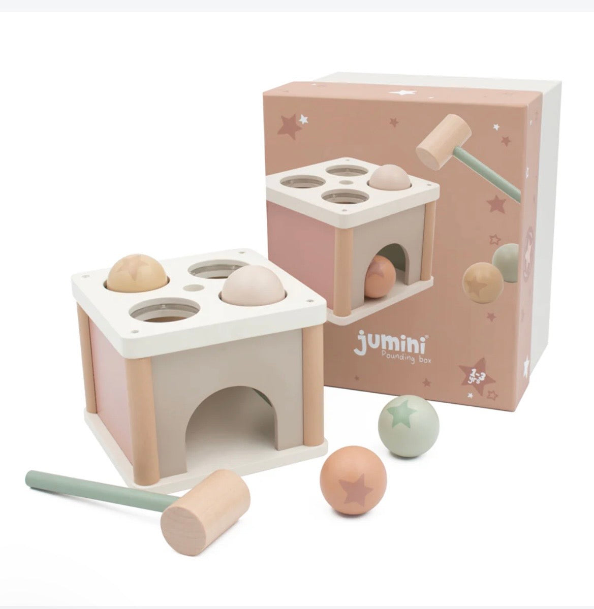 Jumini Wooden Pounding Box - Montessori Hammering Toy for 12m+