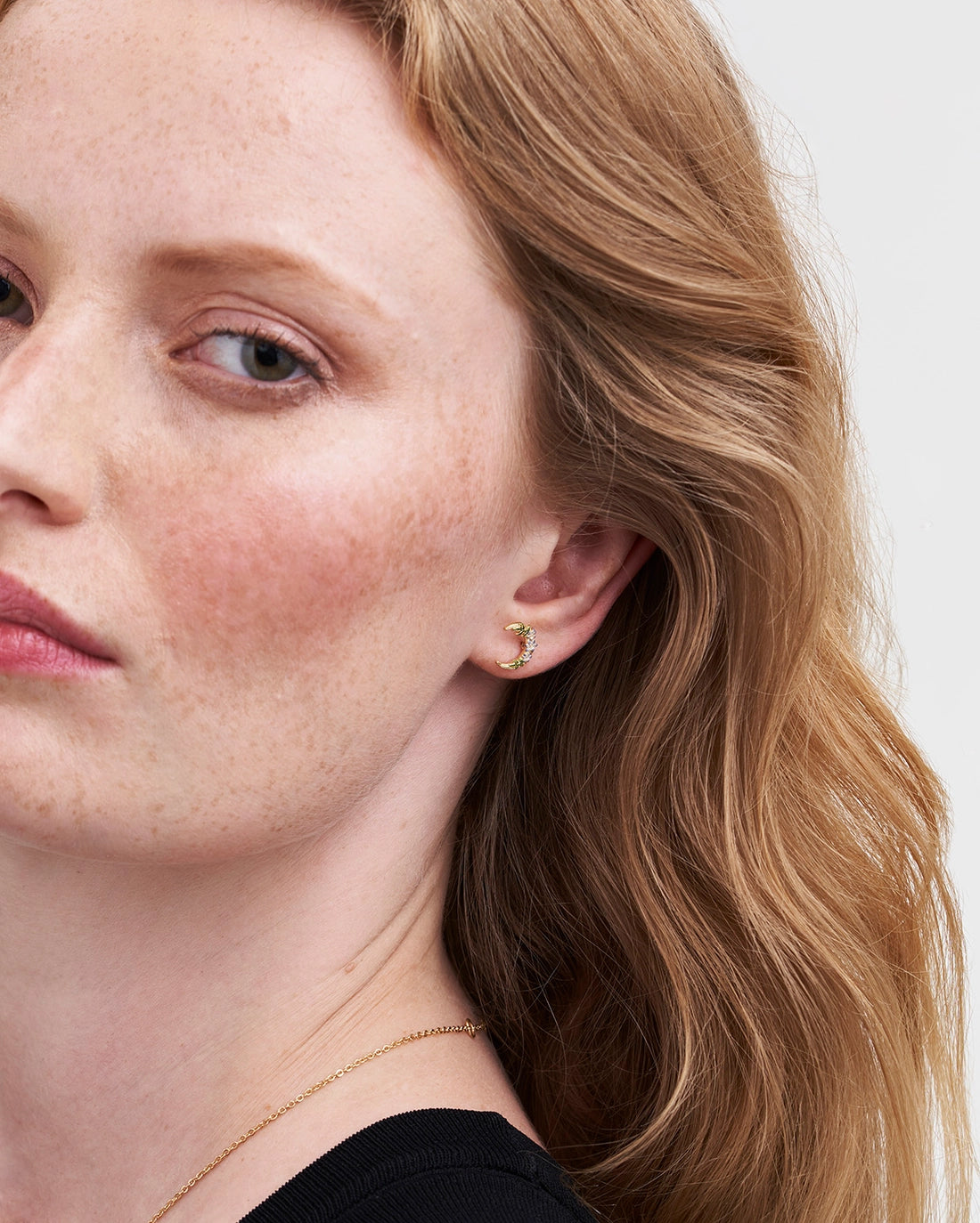 Gold Nightshade Moon Stud Earrings