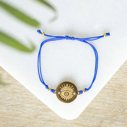 All Seeing Eye Gold Toned Stainless Steel String Bracelet