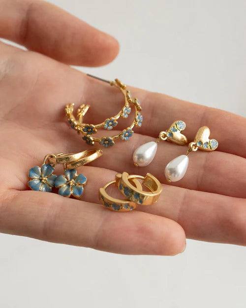 Forget Me Not Stud Hoop Earrings