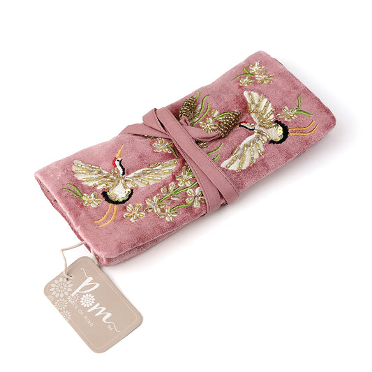 POM Velvet Floral Jewellery Roll