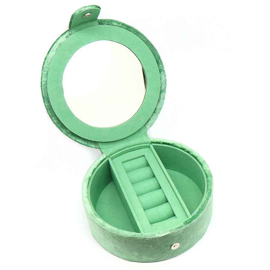 Green Floral & Badger Velvet Jewellery Box