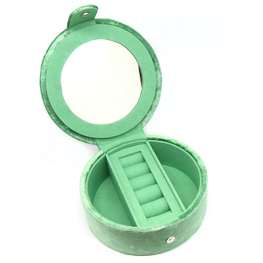 Green Floral & Badger Velvet Jewellery Box