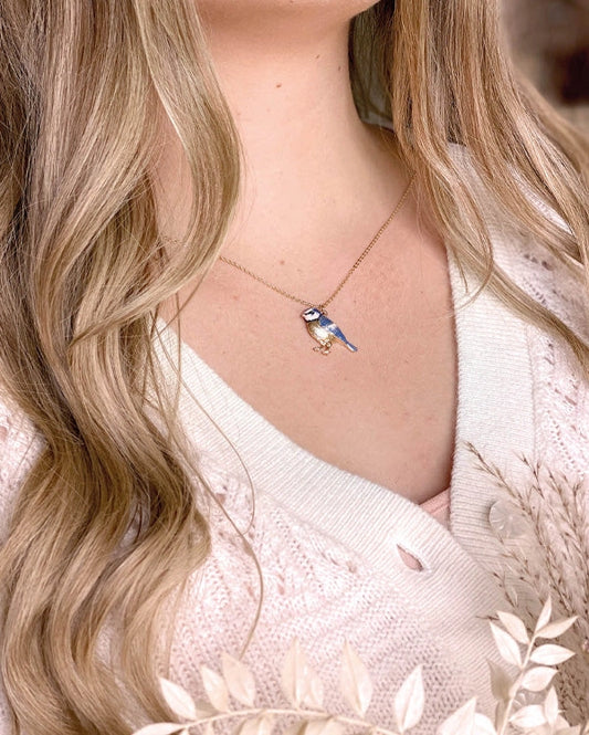 Enamel Blue Tit Necklace