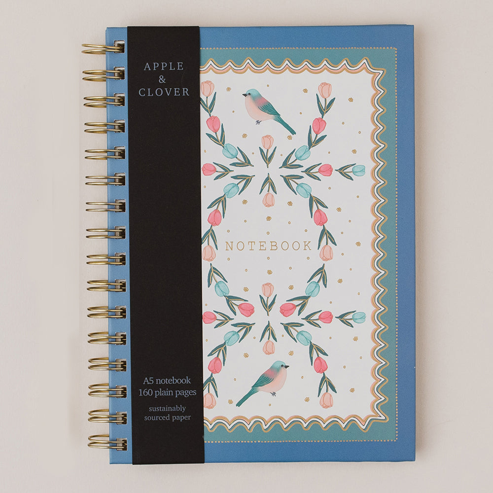 Hardback Gold Brds ring-bound lined A5 notebook