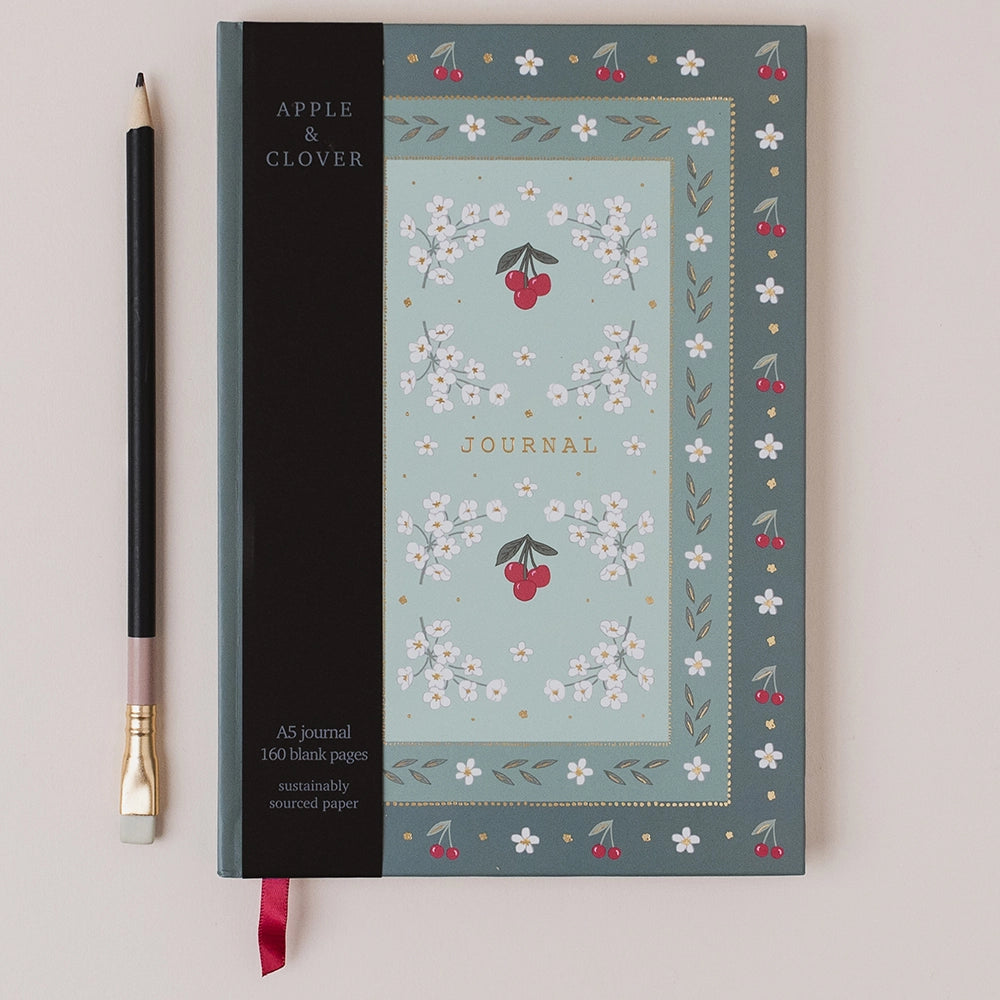 Flowers and Cherries A5 Journal