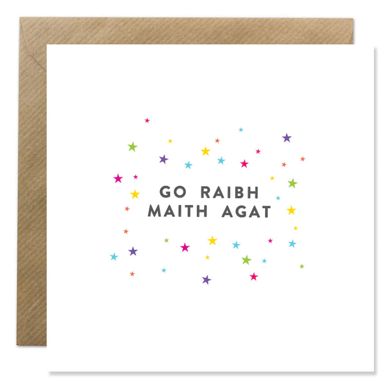 Go Raibh Maith Agat Multi Colour Stars - Bold Bunny Card