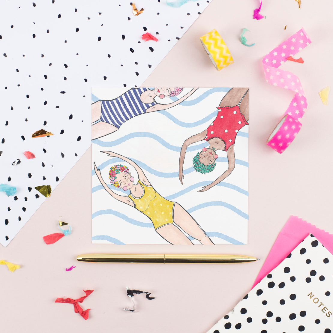 Ladies Swimming - Pickled Pom Pom Card