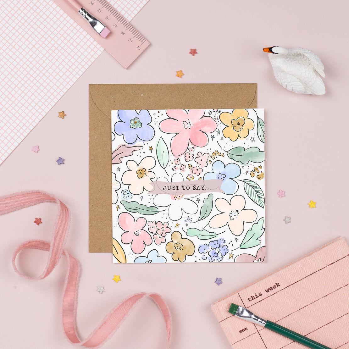 Just To Say Florals - Pickled Pom Pom Card