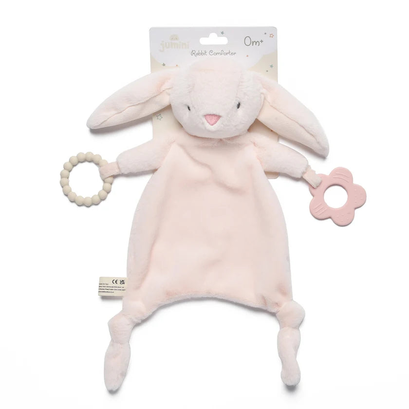 Baby Comforter with Silicone Ring - Pink Rabbit