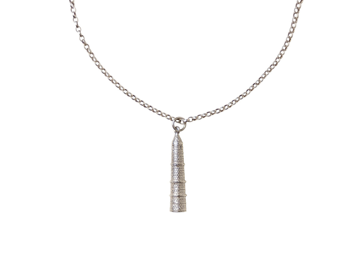 Round Tower Silver Necklace
