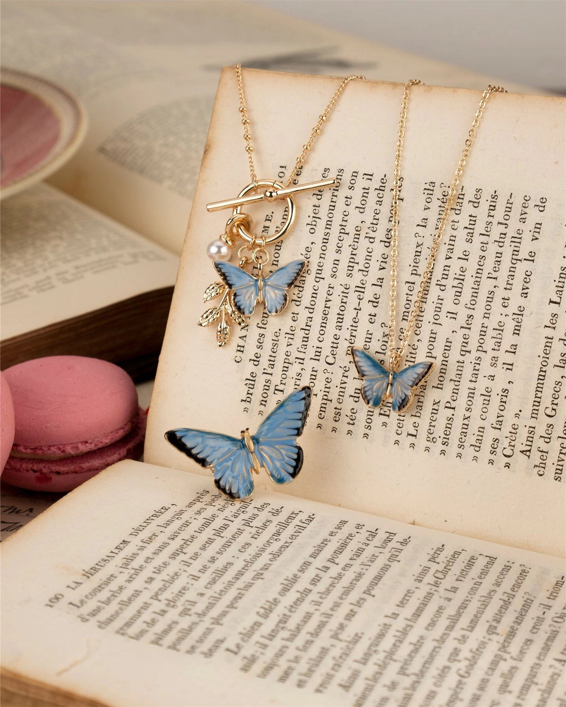 Enamel Blue Butterfly Necklace