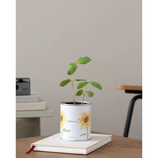 Tin Can Gardening “Thank you” With Sunflower