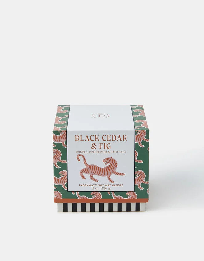 Tiger Ceramic Candle - Black Cedar & Fig