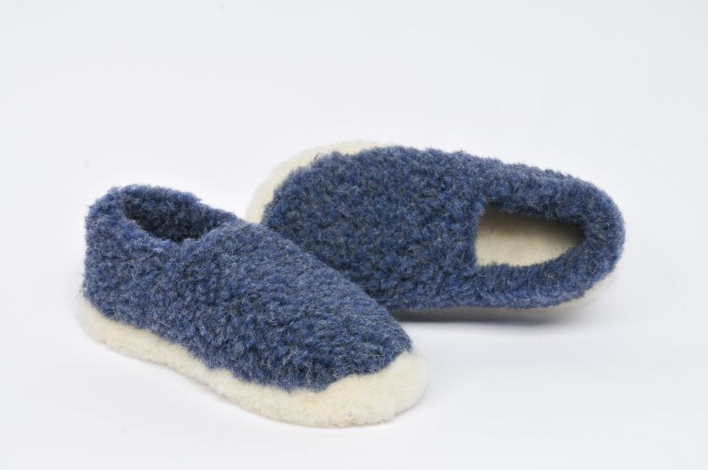 Blue Wool Slippers