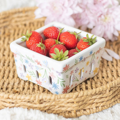 Spring Floral Print Ceramic Basket