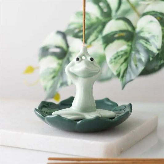 Yoga Frog Ceramic Incense Stick Holder