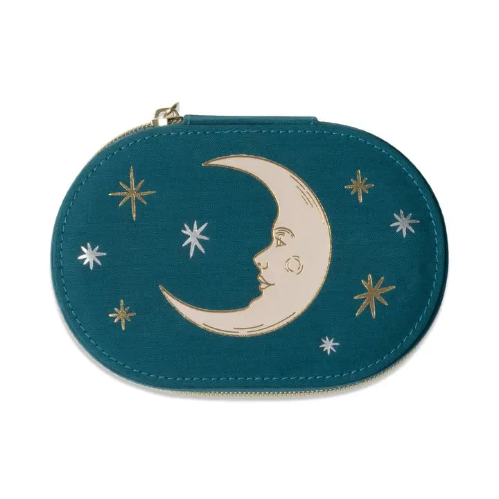 Teal Moon Oval Jewellery Case