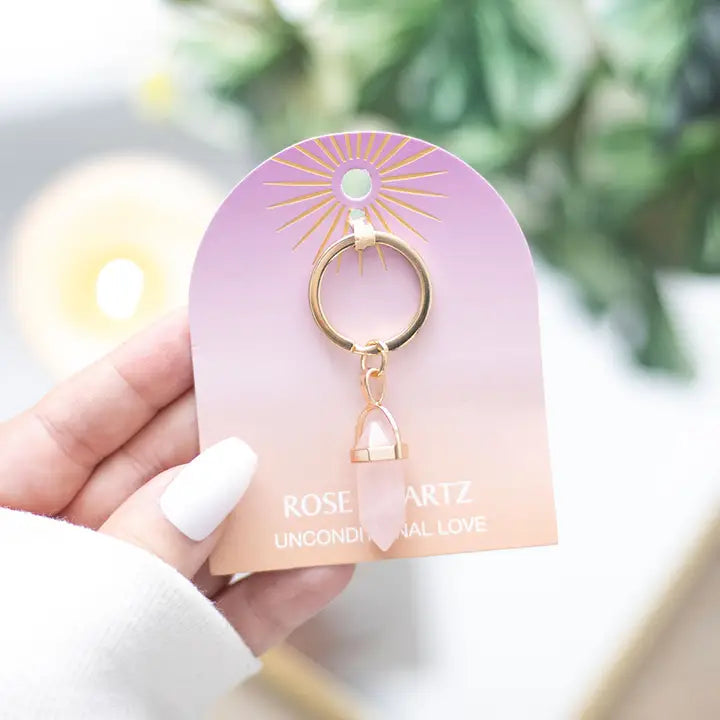 Rose Quartz Unconditional Love Keyring