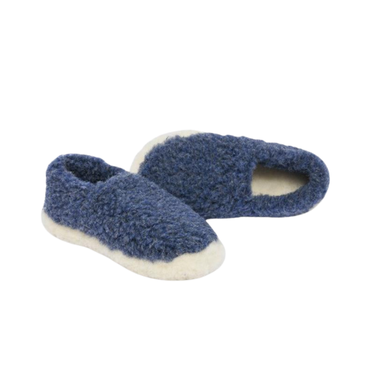 Blue Wool Slippers