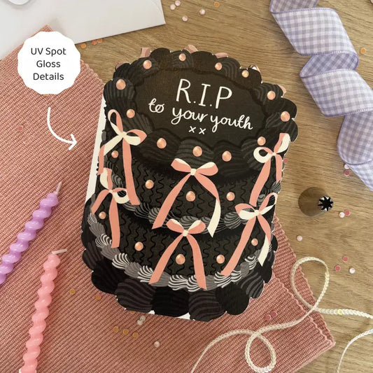 RIP To Your Youth Birthday Cake - Two For Joy Illustration Card