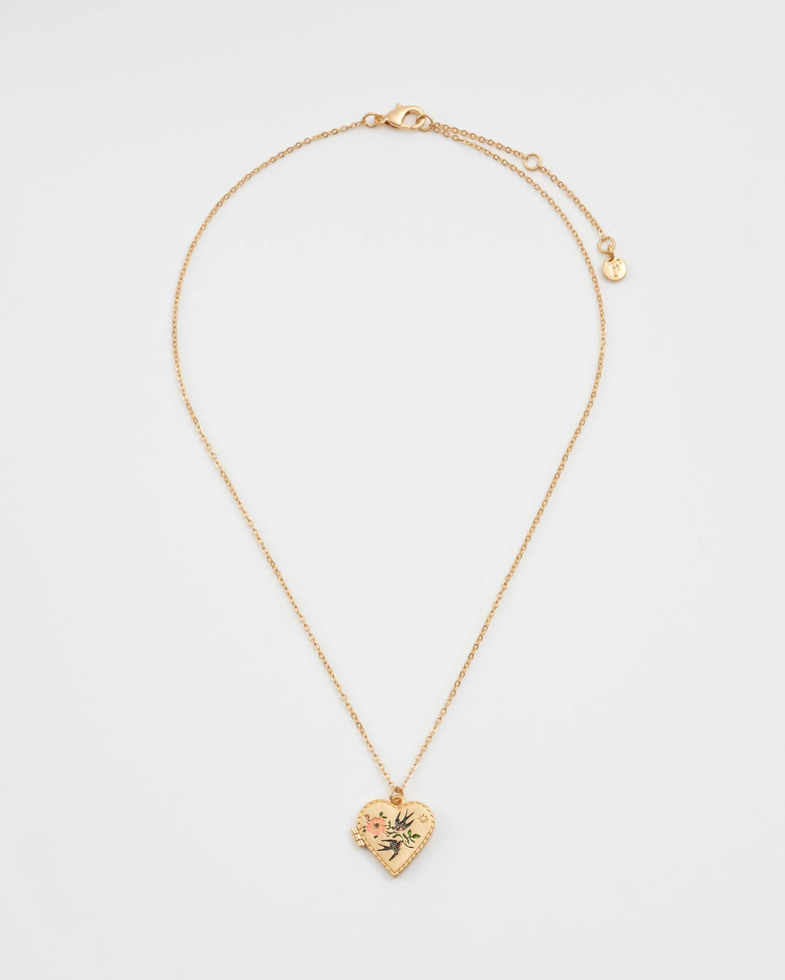 Swallow Heart Locket Chain Necklace