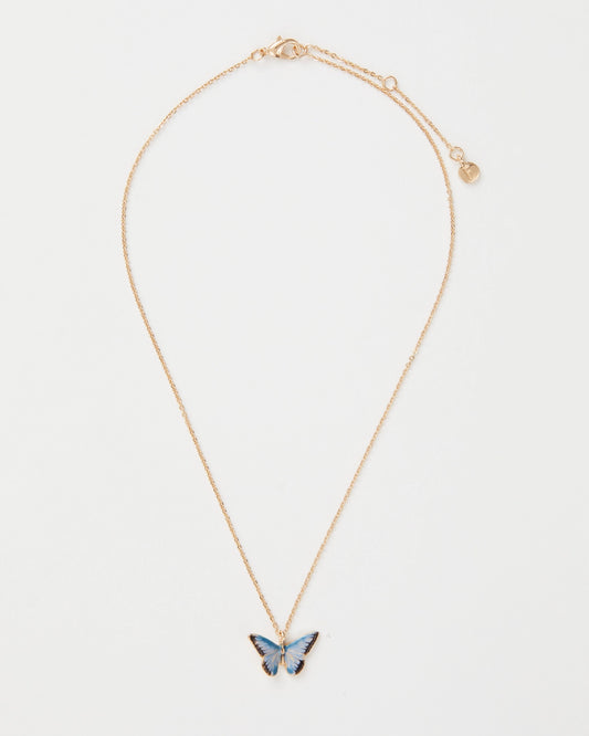 Enamel Blue Butterfly Necklace