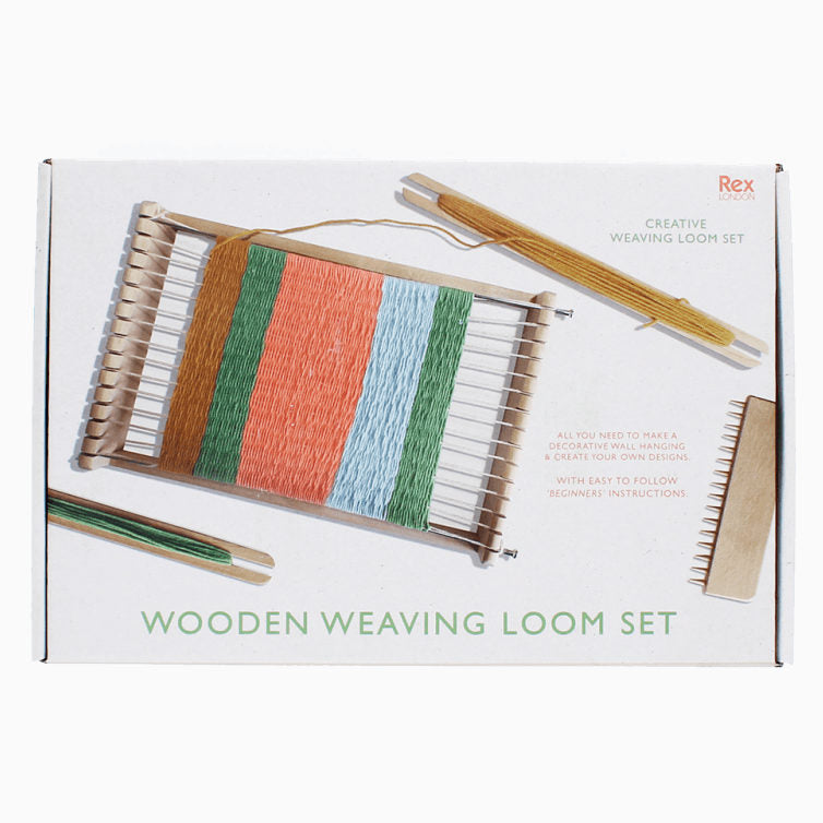Wooden weaving loom set