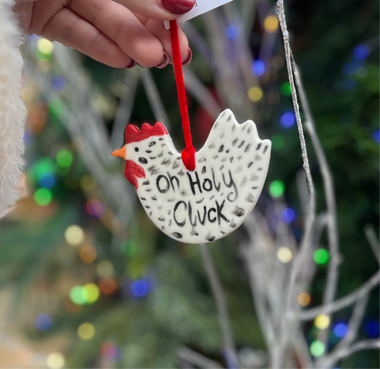 Oh Holy Cluck Chicken Ceramic Decoration