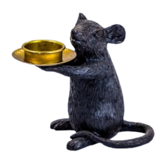 Black Mouse Candle Holder