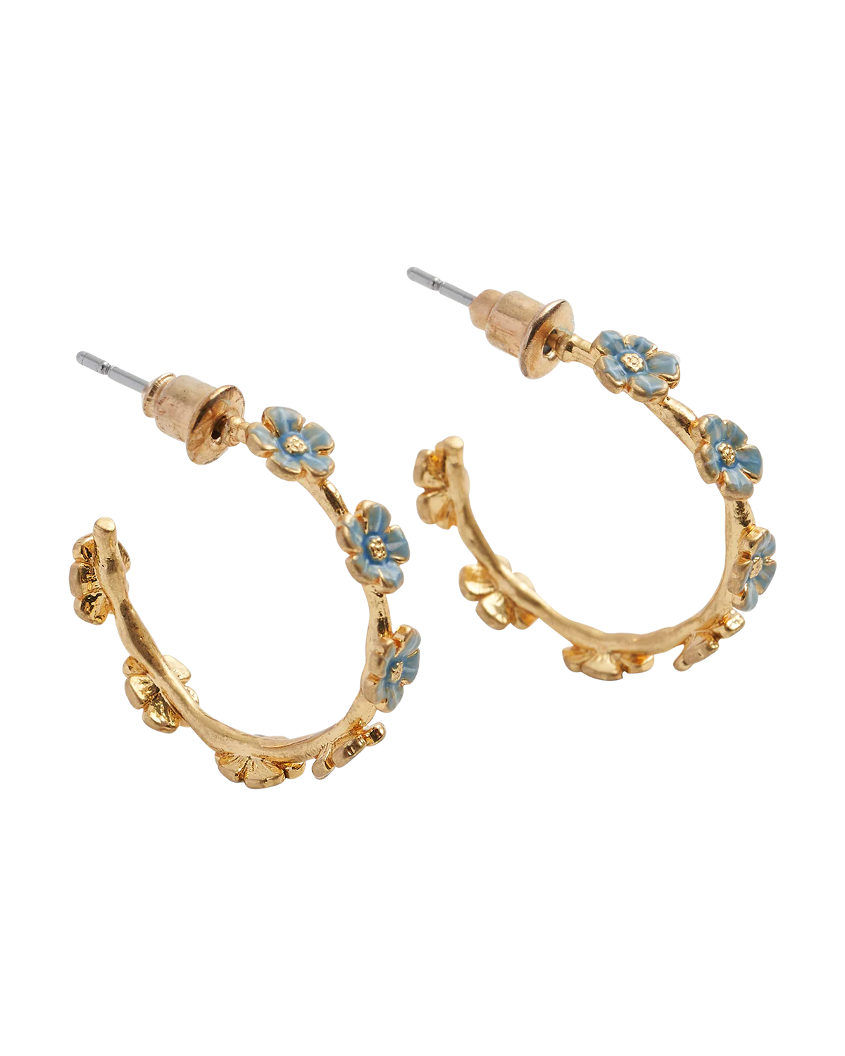 Forget Me Not Stud Hoop Earrings
