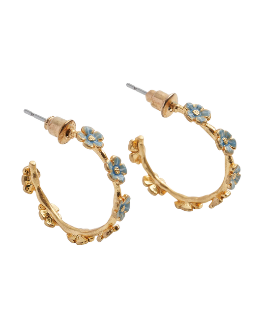 Forget Me Not Stud Hoop Earrings