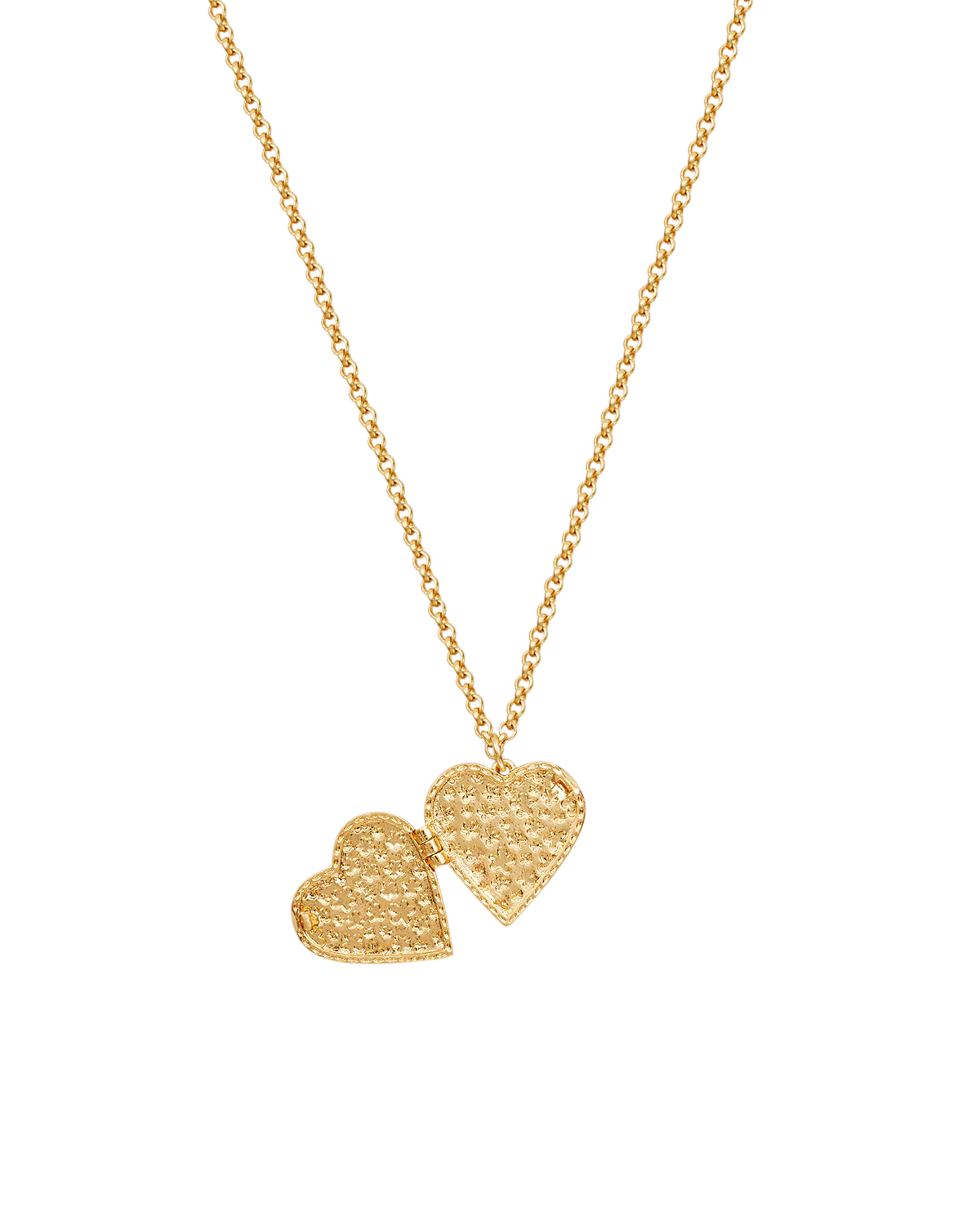 Gold Forget Me Not Heart Locket Necklace