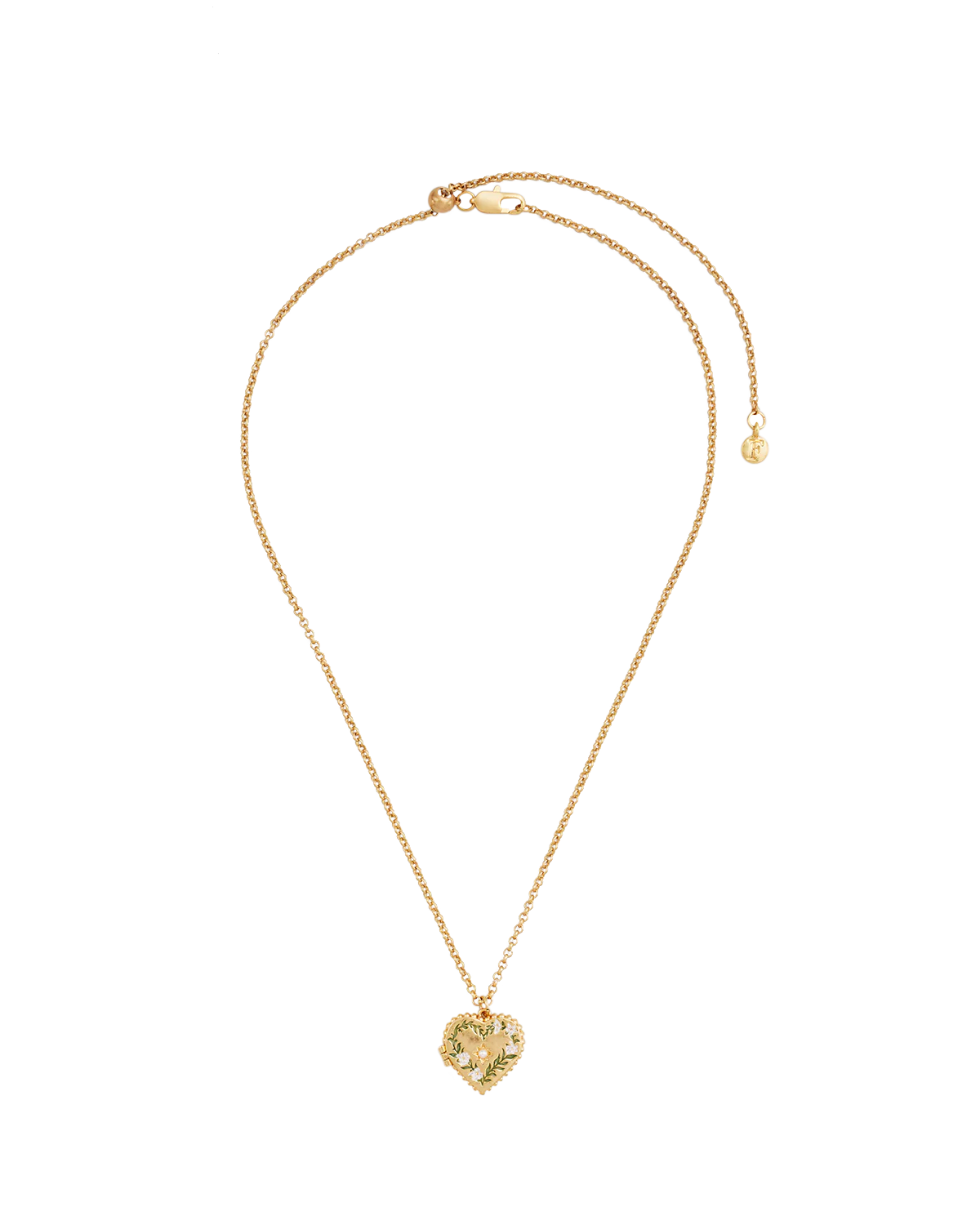 Gold Jasmine Heart Locket Necklace