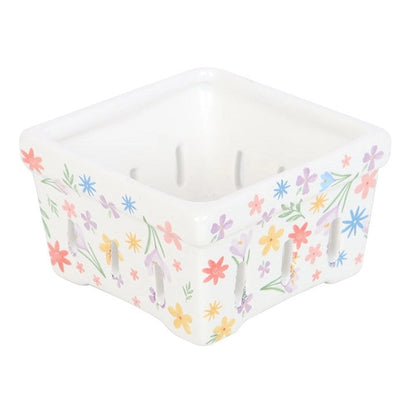 Spring Floral Print Ceramic Basket