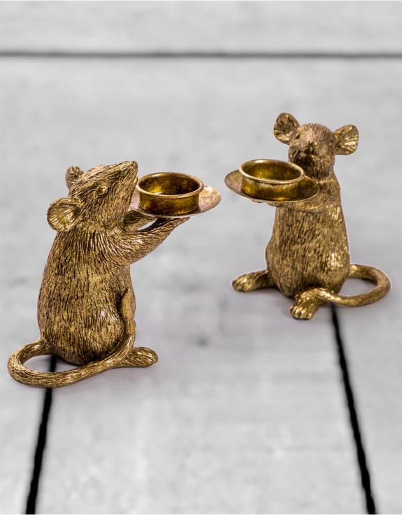 Gold Mouse Candle Holder