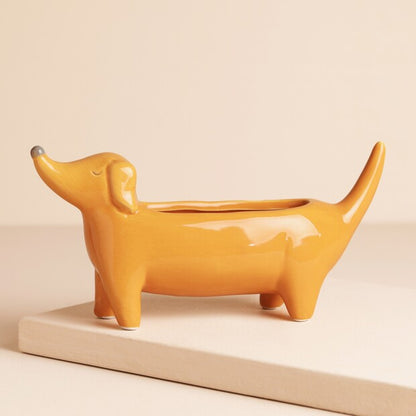 Mini Daschund Standing Planter