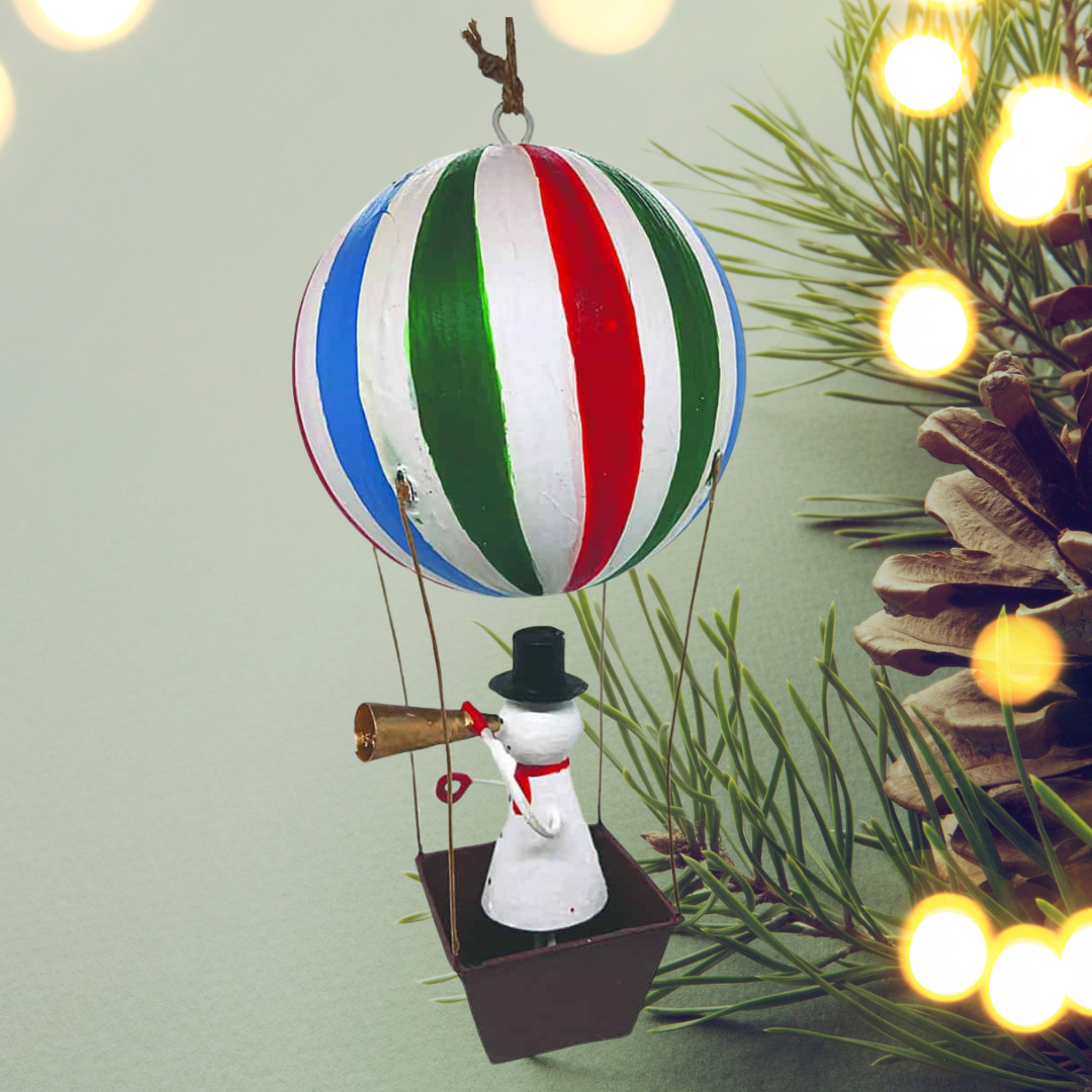 Hot Air Balloon Snowman Decoration