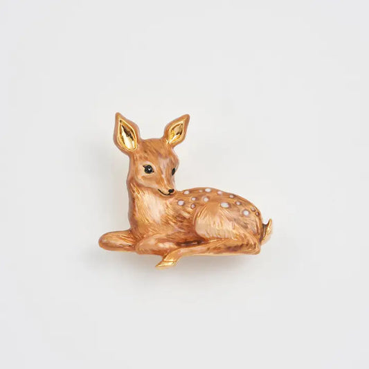 Fawn Enamel Brooch