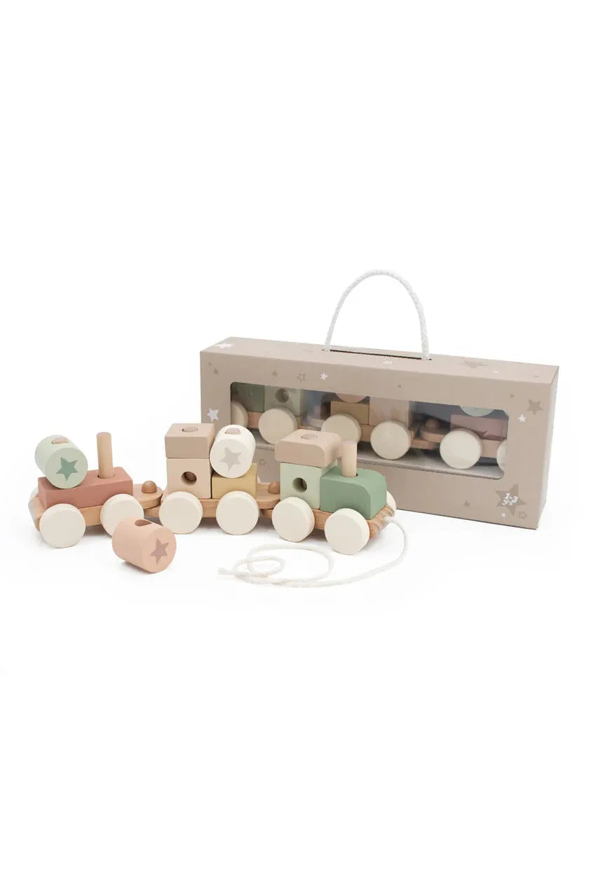 Jumini Wooden Stacking Train - Montessori Stacking Toy for 18 mth+