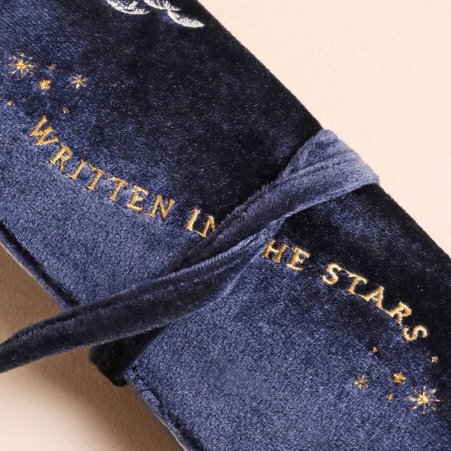 Navy Celestial Velvet Jewellery Roll