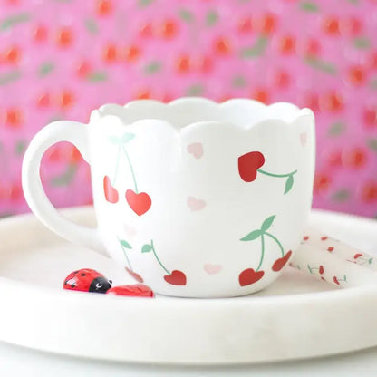 Scalloped Cherry Heart Mug