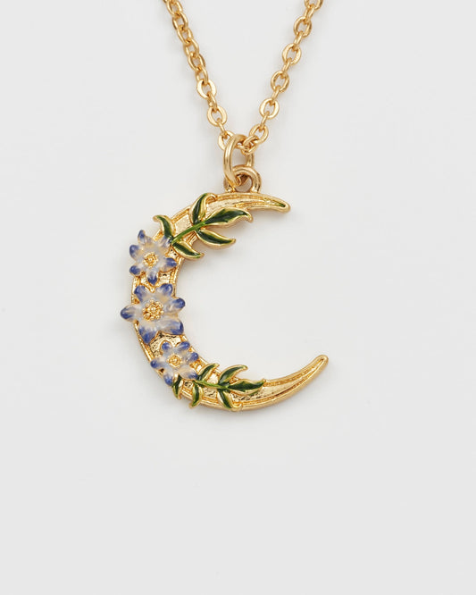 Gold Nightshade Moon Pendant Necklace