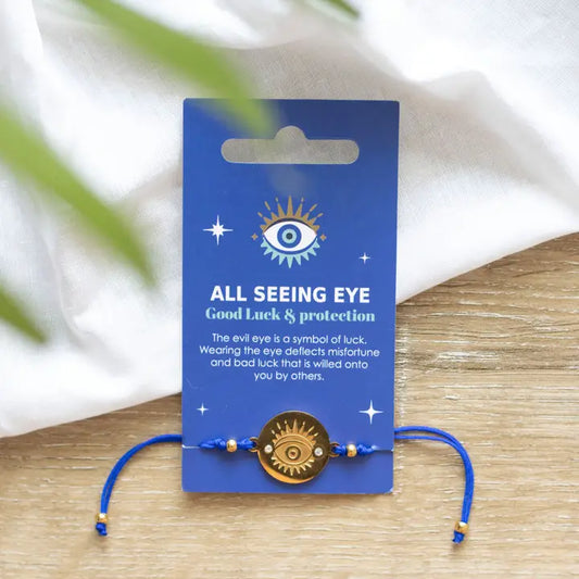 All Seeing Eye Gold Toned Stainless Steel String Bracelet