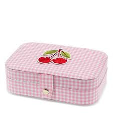 Pink gingham jewellery box