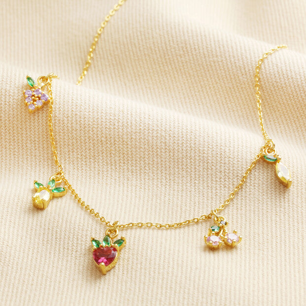 Colourful Crystal Fruit Charm Necklace
