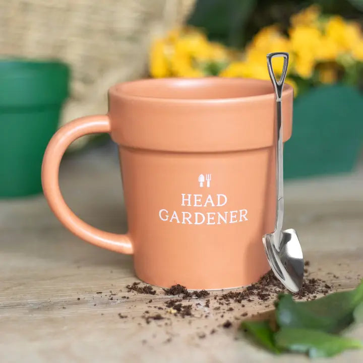 Head Gardener Ceramic Plant Pot Mug and Spoon