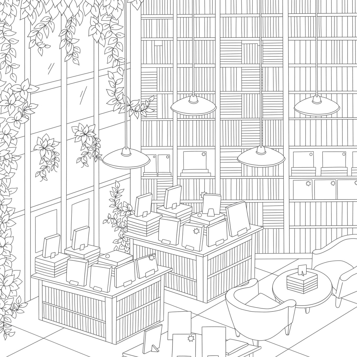 Cosy Bookshop Colouring Book