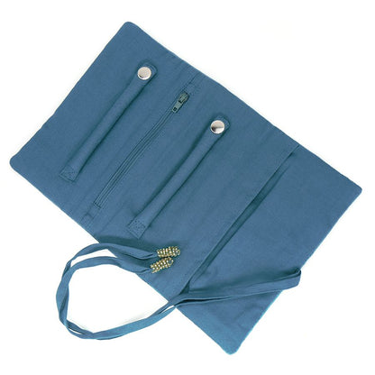 Blue Velvet Crane Jewellery Roll