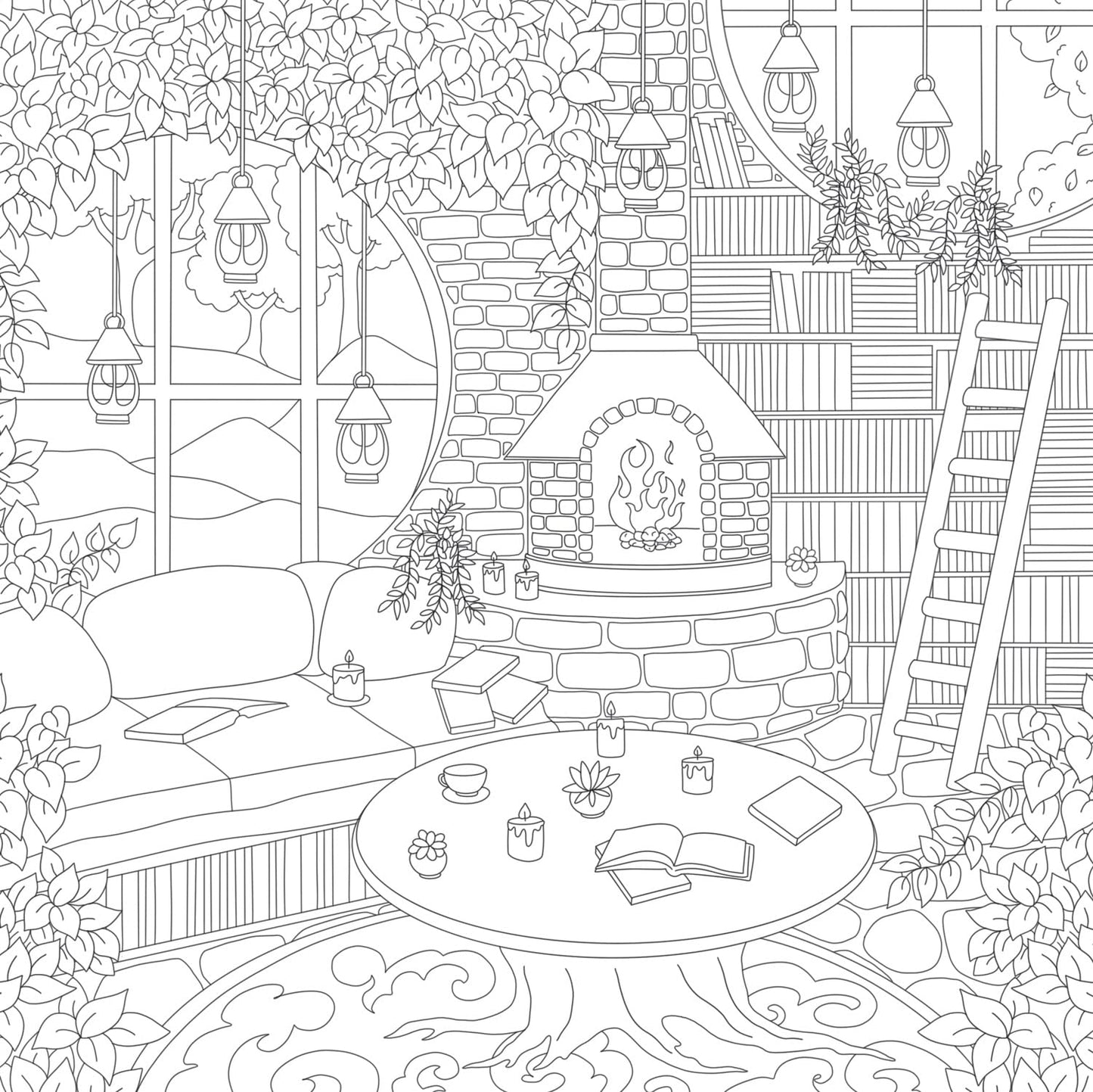 Cosy Bookshop Colouring Book